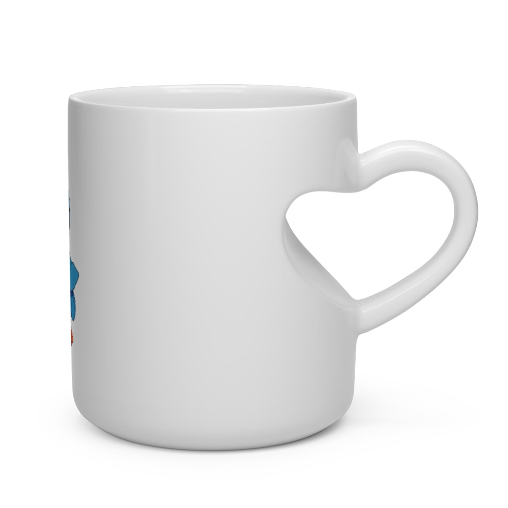 Penny Heart Shape Mug in white ceramic with a heart-shaped handle, perfect for hot beverages.