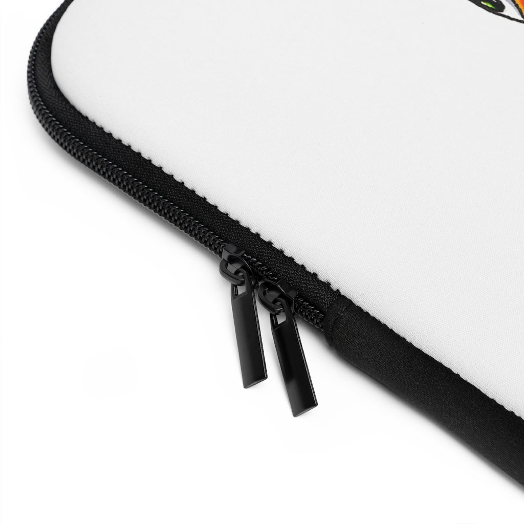 Penny Laptop Sleeve featuring a customizable front design and black polyester back, showcasing its sleek and modern look.