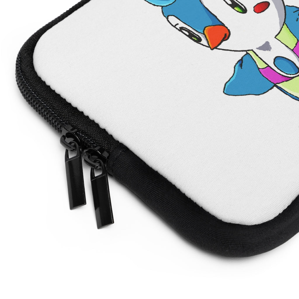 Penny Laptop Sleeve featuring a customizable front design and black polyester back, showcasing its sleek and modern look.