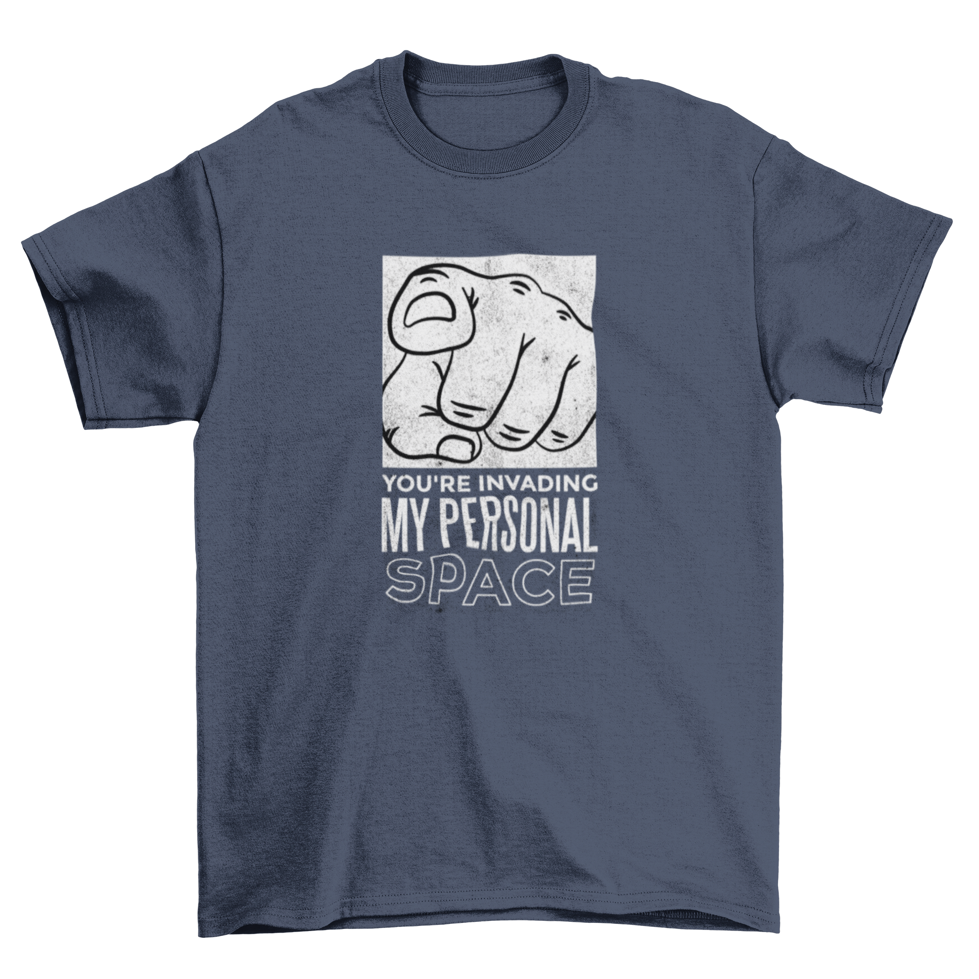 Personal Space T-shirt featuring a hand illustration and humorous caption.