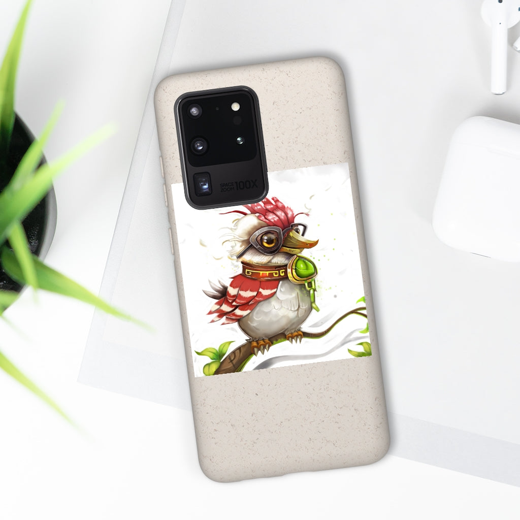 Pete the Sweet Little Bird Biodegradable Case, showcasing its slim design and eco-friendly materials, perfect for sustainable phone protection.