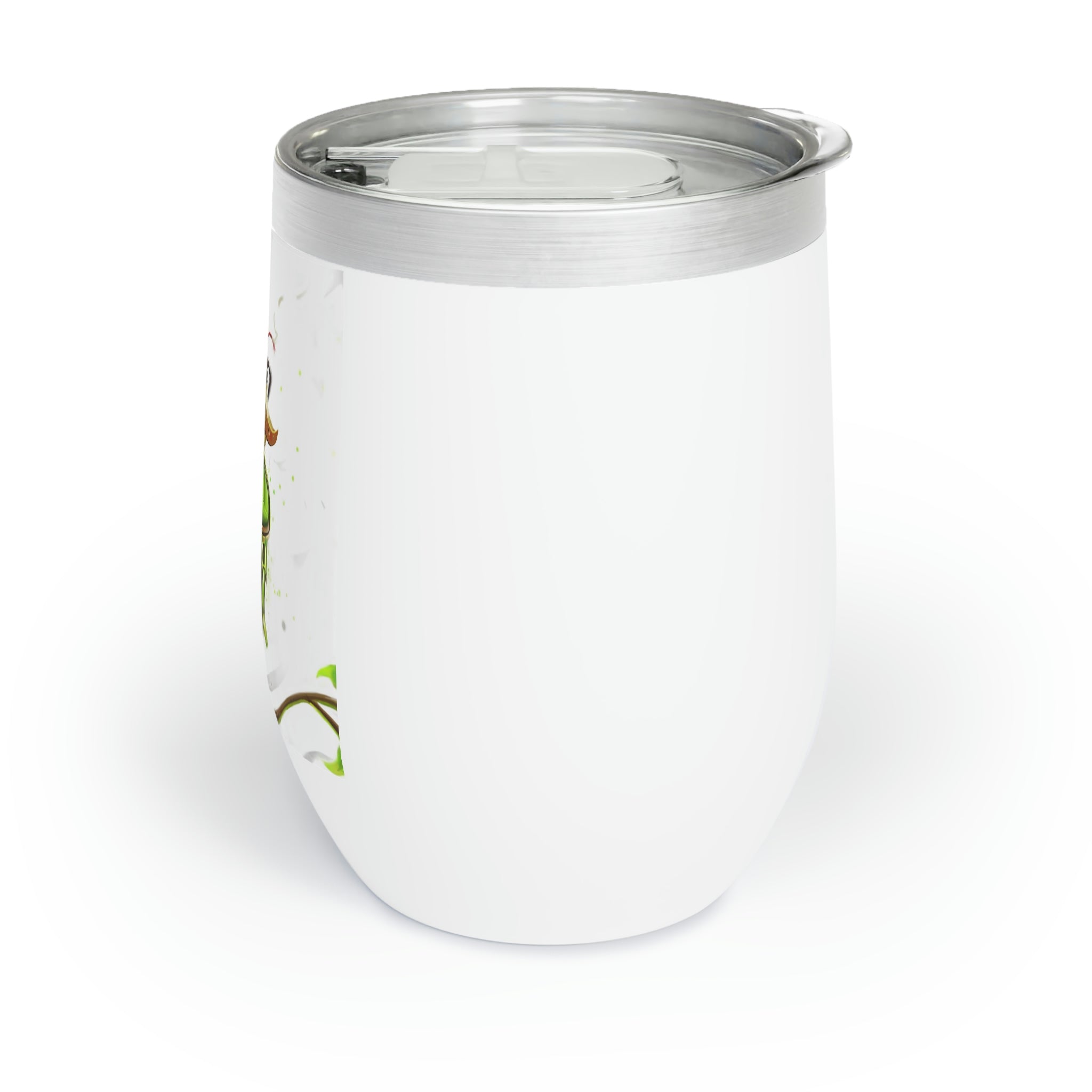 Pete the Sweet Little Bird Chill Wine Tumbler featuring a colorful design and stainless steel construction, perfect for wine lovers.