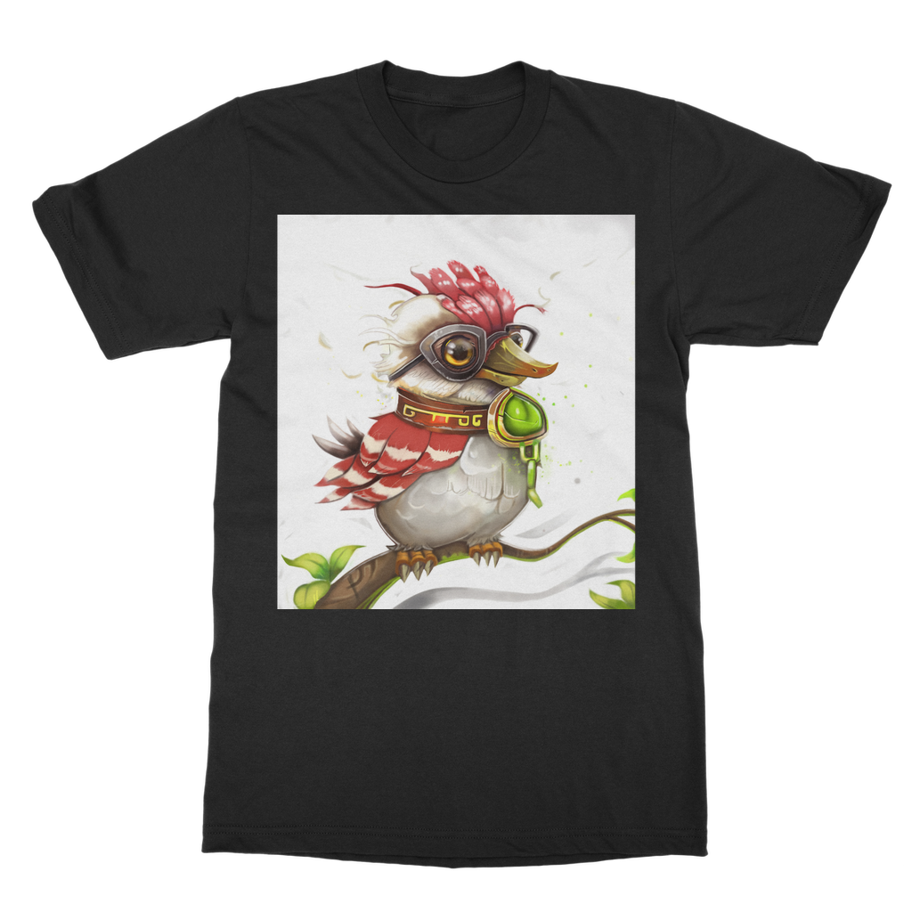 Pete the Sweet Little Bird Classic Adult T-Shirt featuring a soft-style round neck and short sleeves, made from 100% cotton.