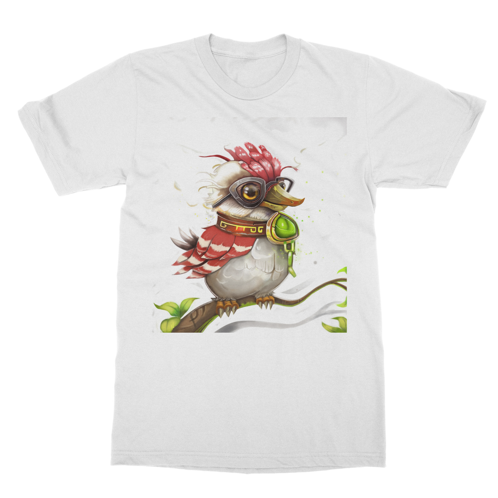 Pete the Sweet Little Bird Classic Adult T-Shirt featuring a soft-style round neck and short sleeves, made from 100% cotton.