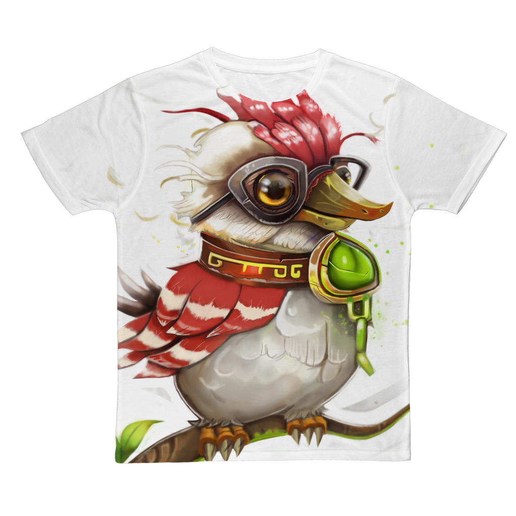 Pete the Sweet Little Bird Classic Sublimation Adult T-Shirt featuring vibrant colors and soft polyester fabric, ideal for customization.