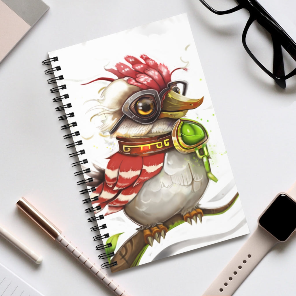 Pete the Sweet Little Bird Spiral Journal featuring a colorful front cover with an illustration of a cute bird, showcasing its spiral binding and 80 pages.