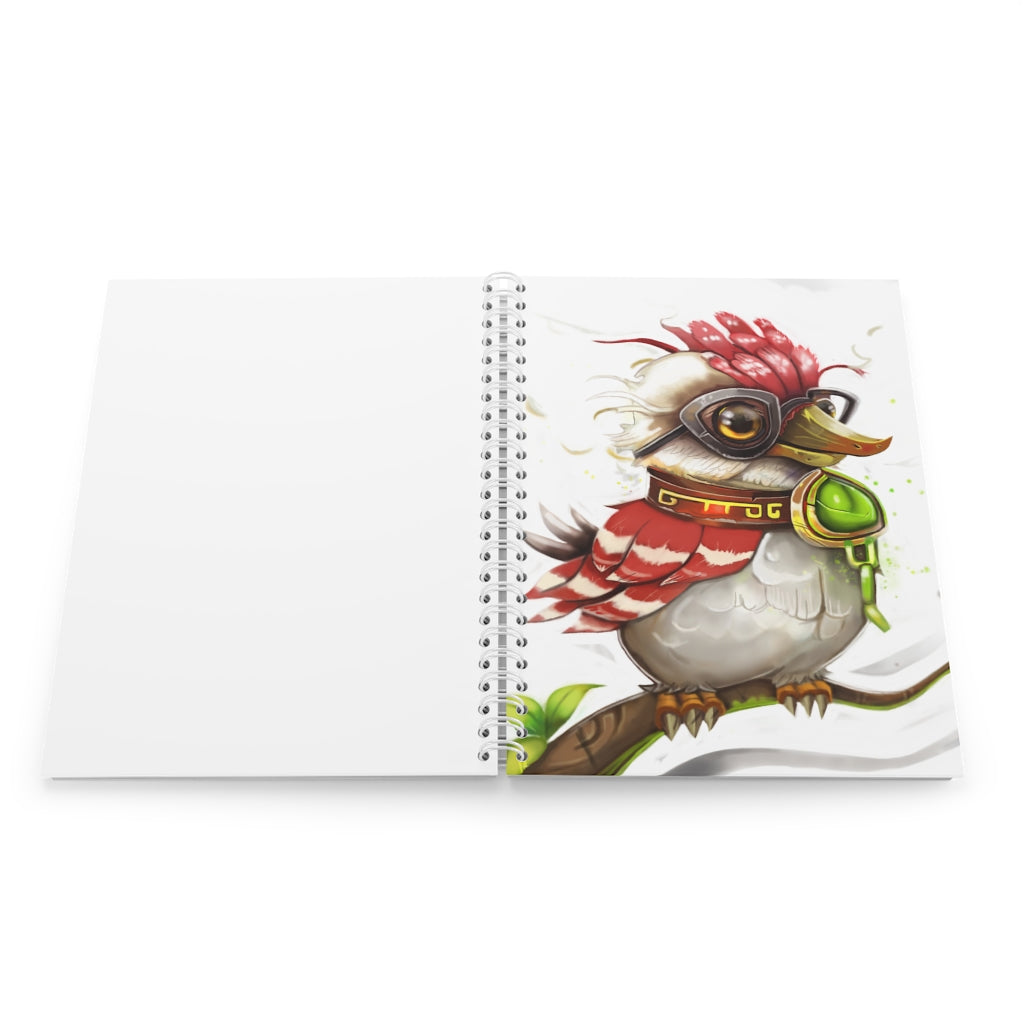 Pete the Sweet Little Bird Spiral Notebook with customizable covers and wide-ruled pages, featuring a semi-gloss laminated finish.