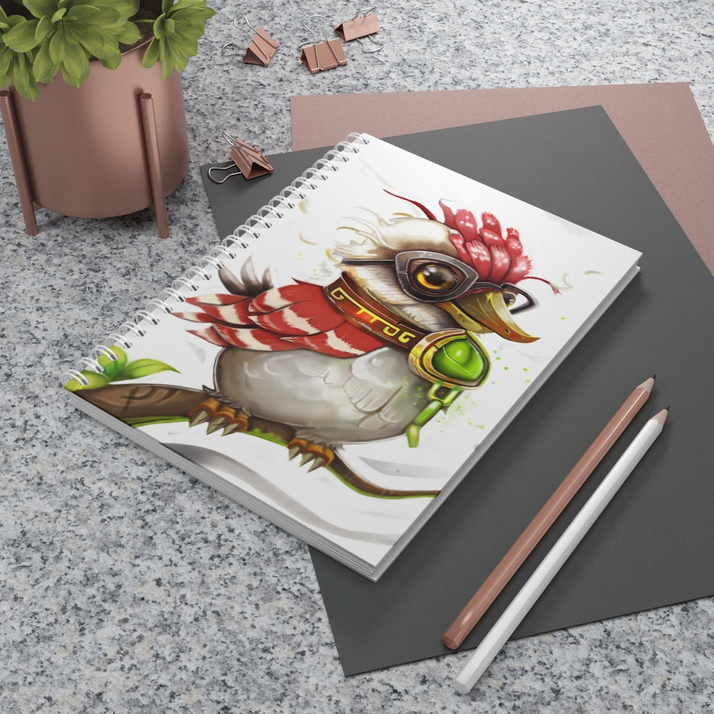 Pete the Sweet Little Bird Spiral Notebook with customizable covers and wide-ruled pages, featuring a semi-gloss laminated finish.