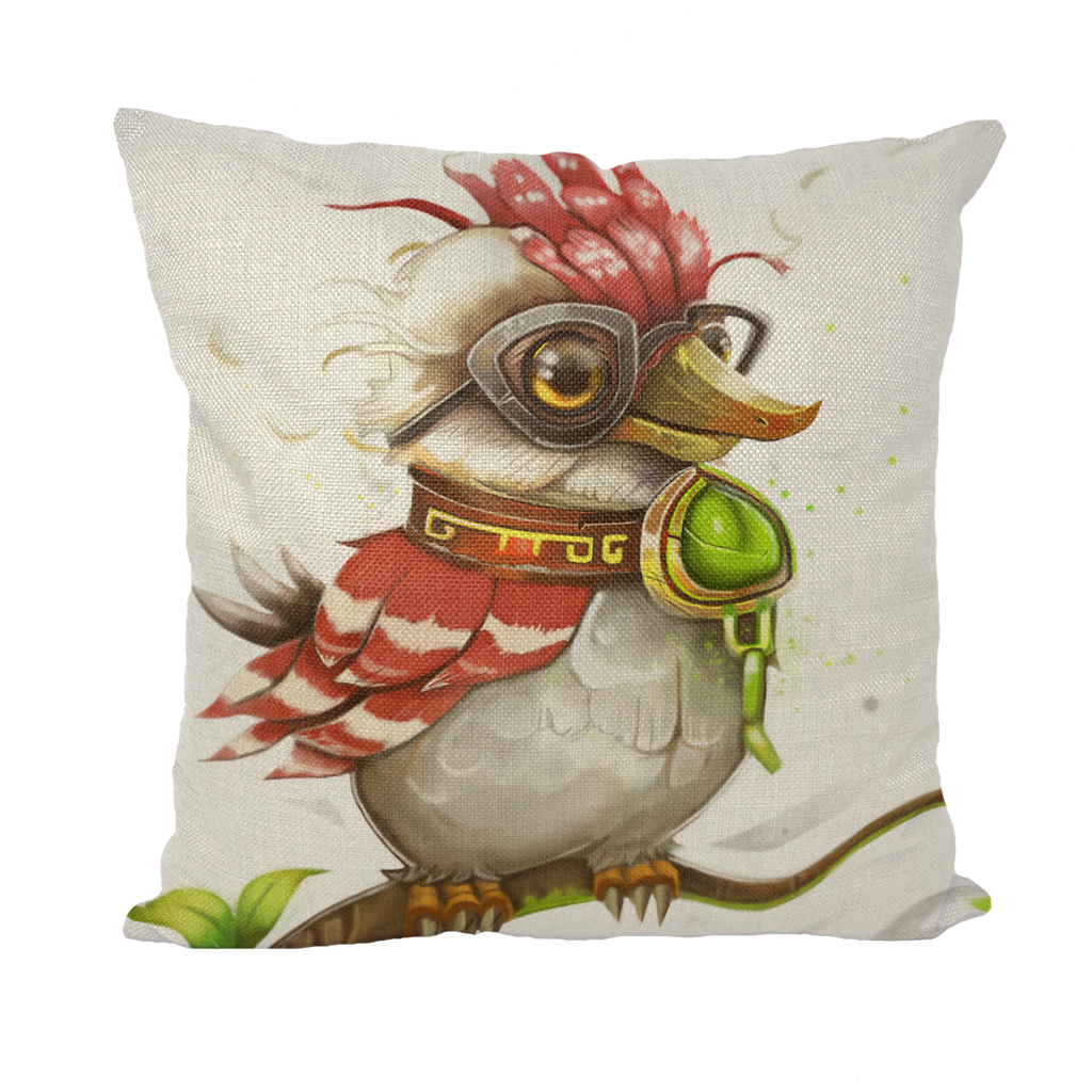 Pete the Sweet Little Bird Throw Pillows featuring vibrant designs and quality fabric, perfect for home decor.