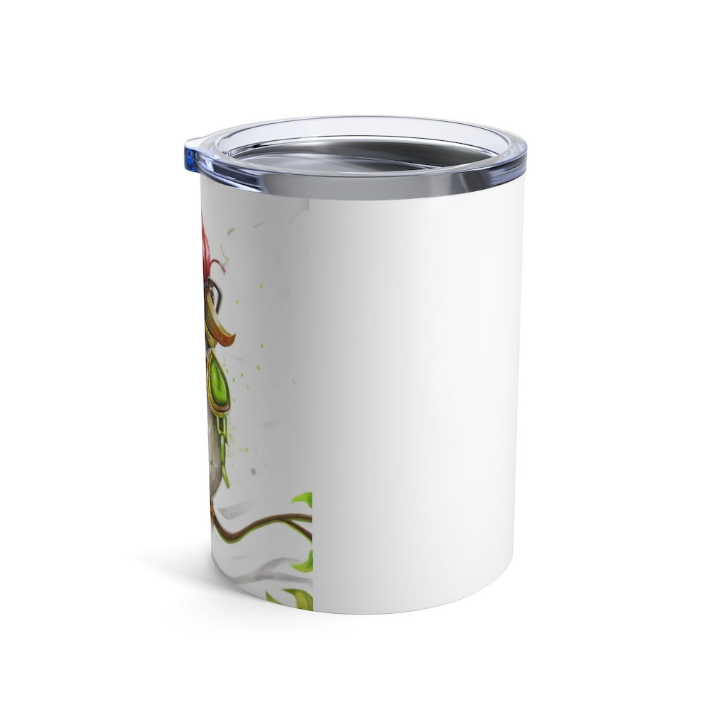 Pete the Sweet Little Bird Tumbler, a 10oz stainless steel tumbler with a see-thru plastic lid, featuring a charming bird design.