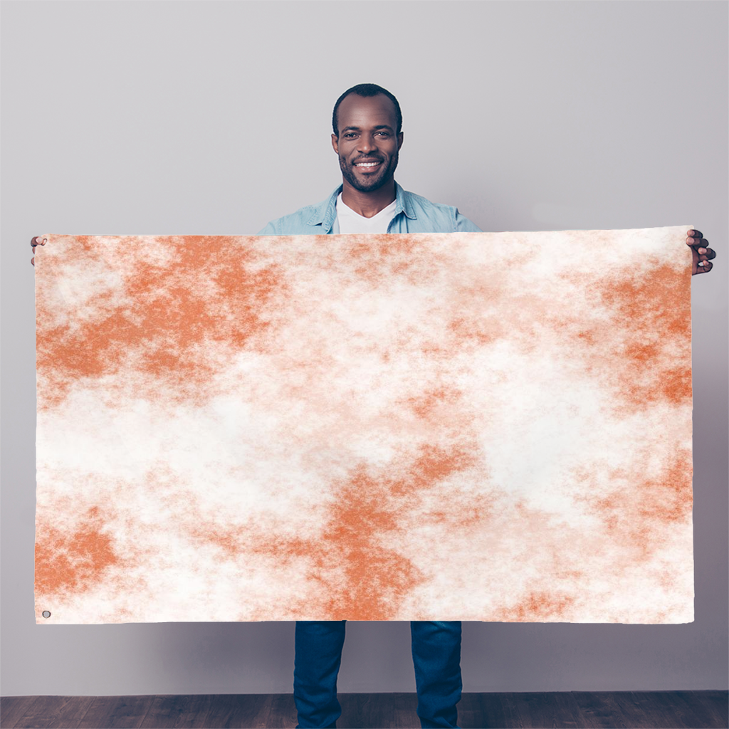 A vibrant 5FT x 3FT sublimation flag made of 100% polyester fabric, featuring double-stitched edges and two eyelets for easy hanging.