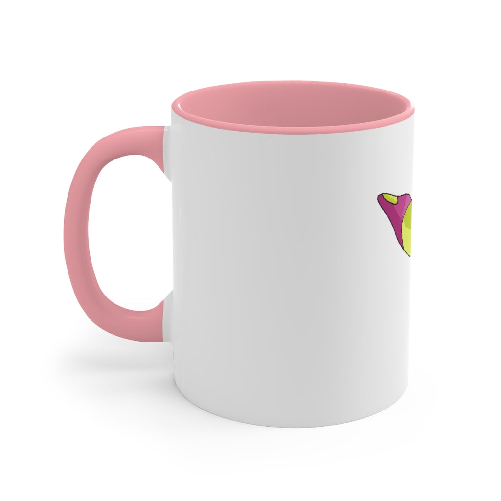 Phaff Accent Mug showcasing a two-tone design with a white exterior and a colored interior, available in red, pink, and black options.