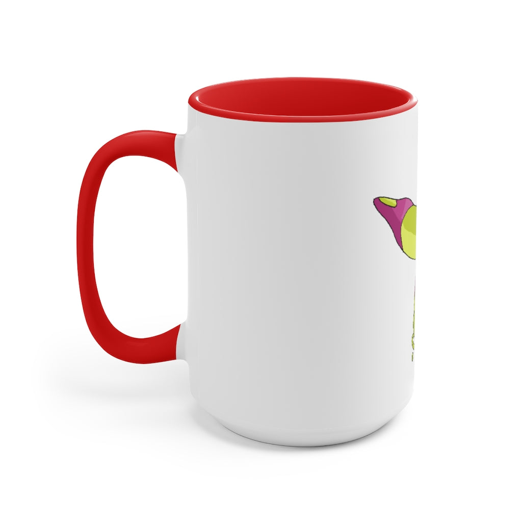 Phaff Accent Mug showcasing a two-tone design with a white exterior and a colored interior, available in red, pink, and black options.