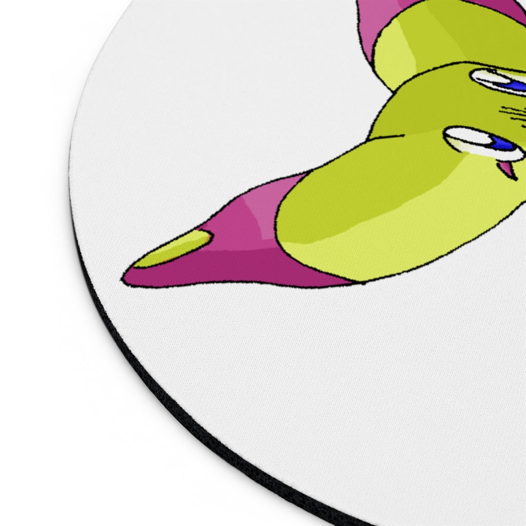 Phaff Mouse Pad in round and rectangular shapes with vibrant designs and non-slip rubber bottom.