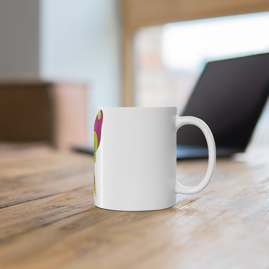 Phaff Mug 11oz, a white ceramic mug with rounded corners and a C-handle, perfect for coffee, tea, and hot chocolate.