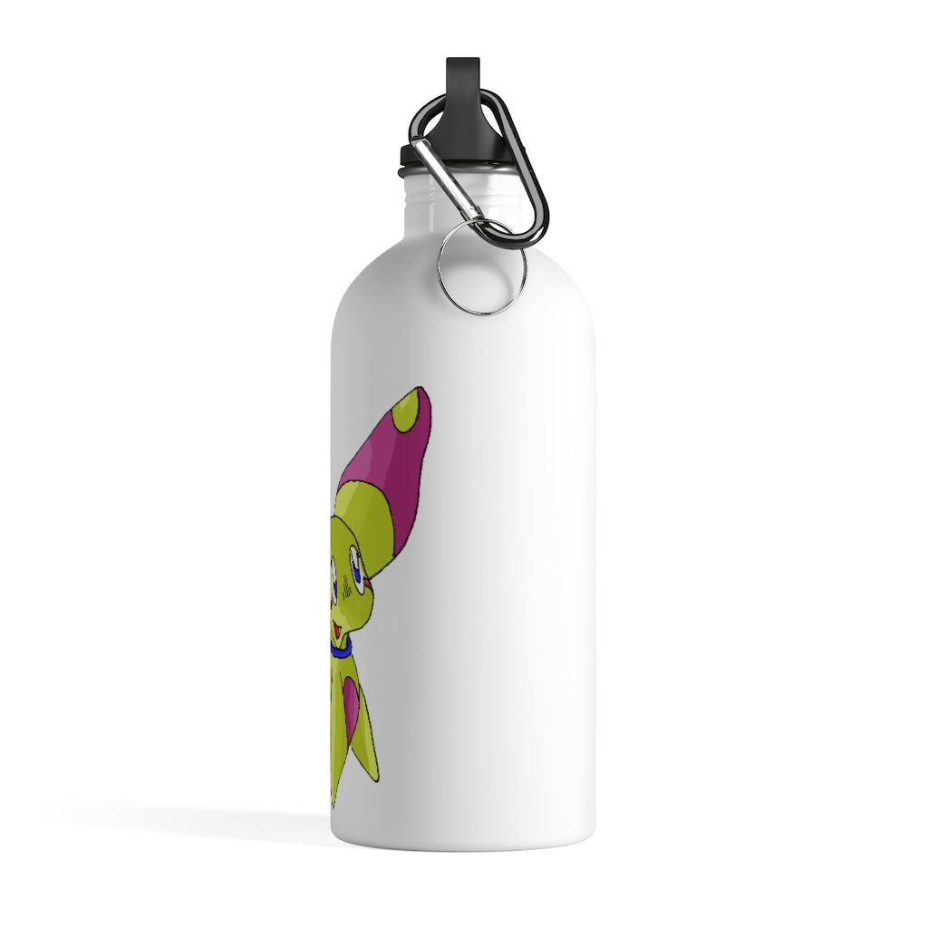 Phaff Stainless Steel Water Bottle with a plastic screw top and carabiner, showcasing its sleek design and lightweight construction.