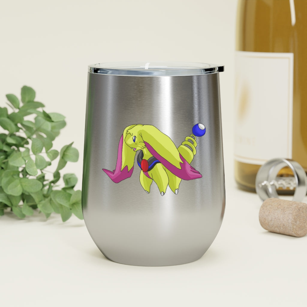 Phaffoff 12oz Insulated Wine Tumbler with clear lid, showcasing its stylish design and stainless steel construction.