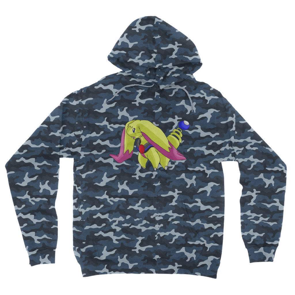 Phaffoff Camouflage Adult Hoodie showcasing all-over camo design with kangaroo pouch pocket and double fabric hood.