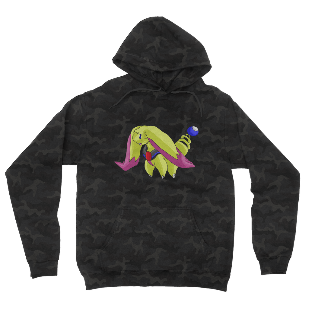 Phaffoff Camouflage Adult Hoodie showcasing all-over camo design with kangaroo pouch pocket and double fabric hood.