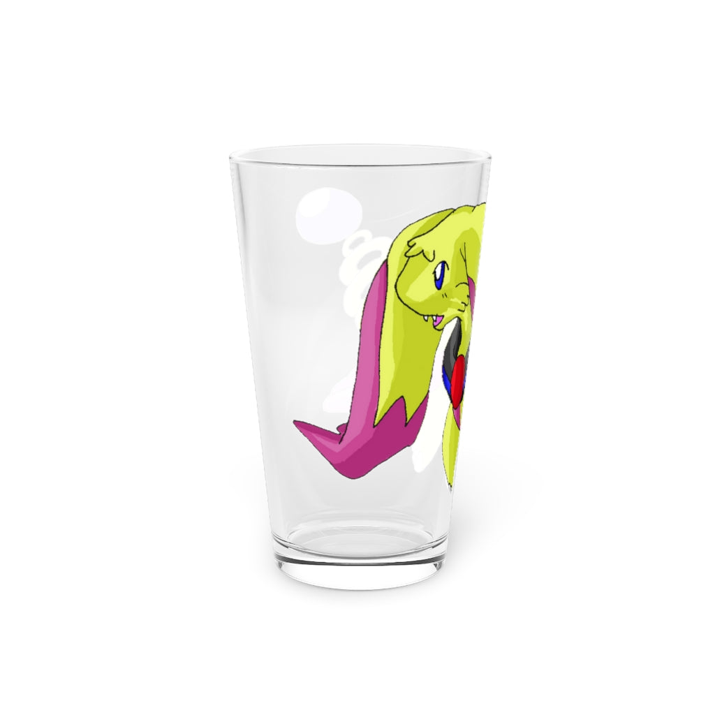 Phaffoff Pint Glass, 16oz, clear glass with custom printed design, perfect for beverages.