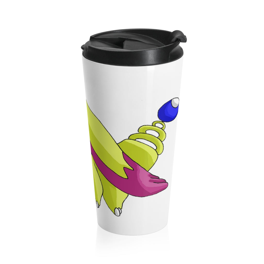 Phaffoff Stainless Steel Travel Mug with black lid, showcasing its sleek design and high-quality sublimation printing.