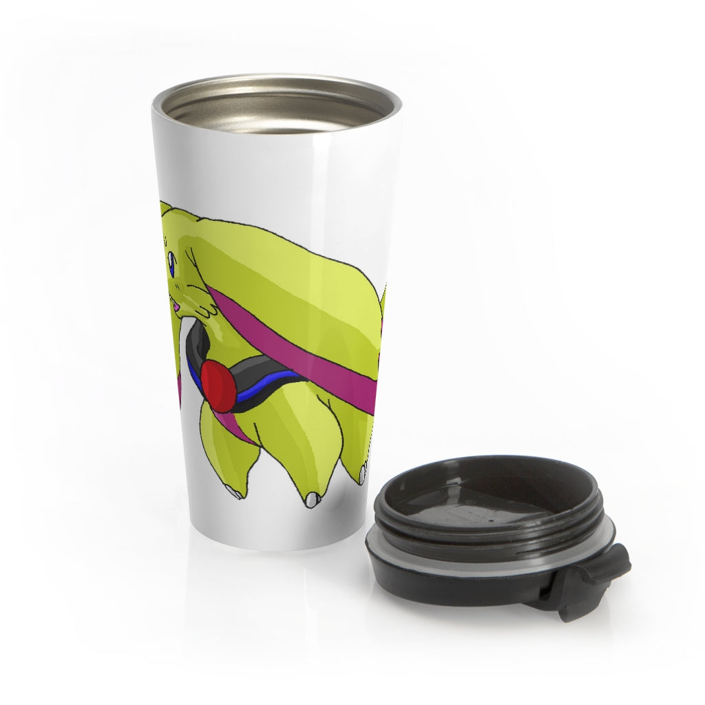 Phaffoff Stainless Steel Travel Mug with black lid, showcasing its sleek design and high-quality sublimation printing.