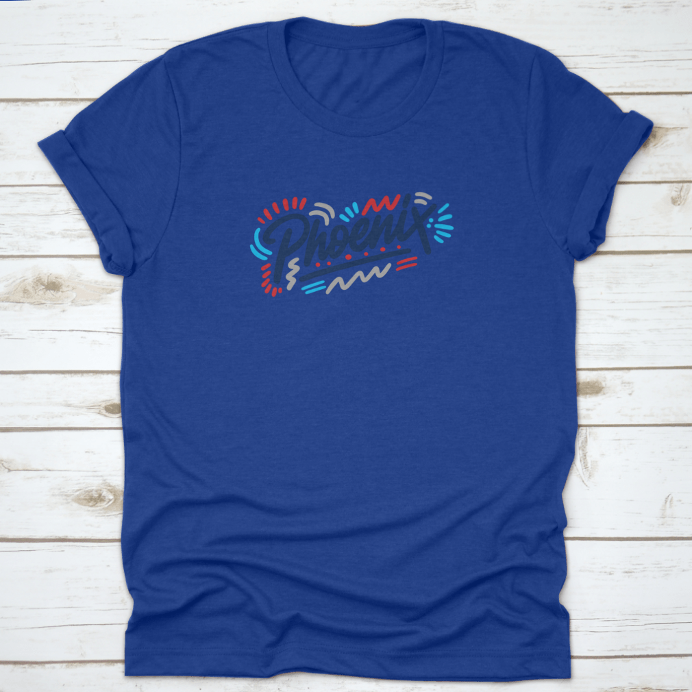 Phoenix Handwritten City Name shirt featuring modern calligraphy design on a comfortable cotton fabric.