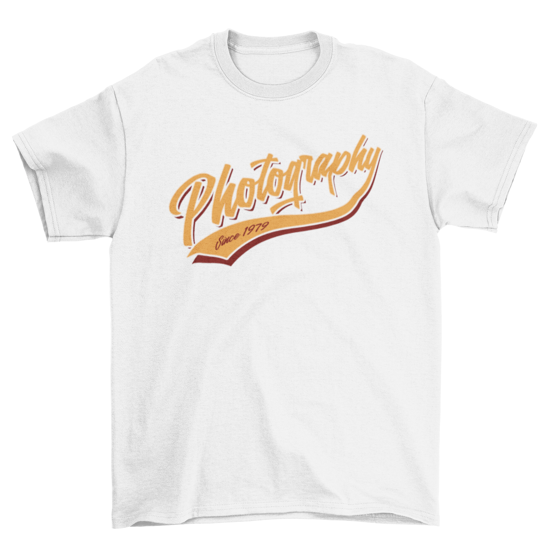 Photography t-shirt featuring 'Photography since 1979' lettering in a stylish design.