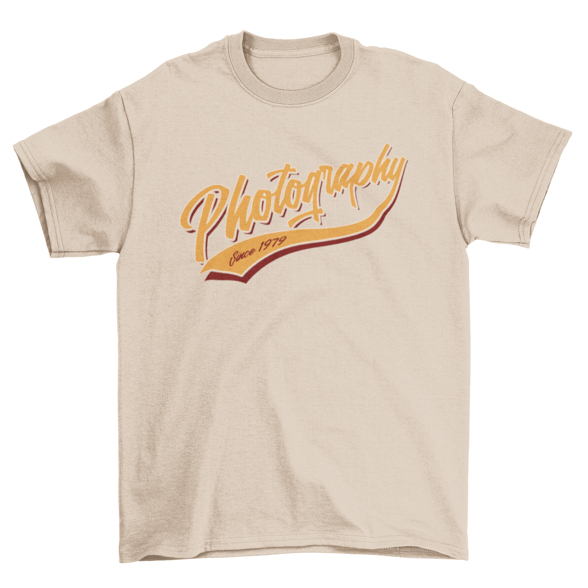 Photography t-shirt featuring 'Photography since 1979' lettering in a stylish design.