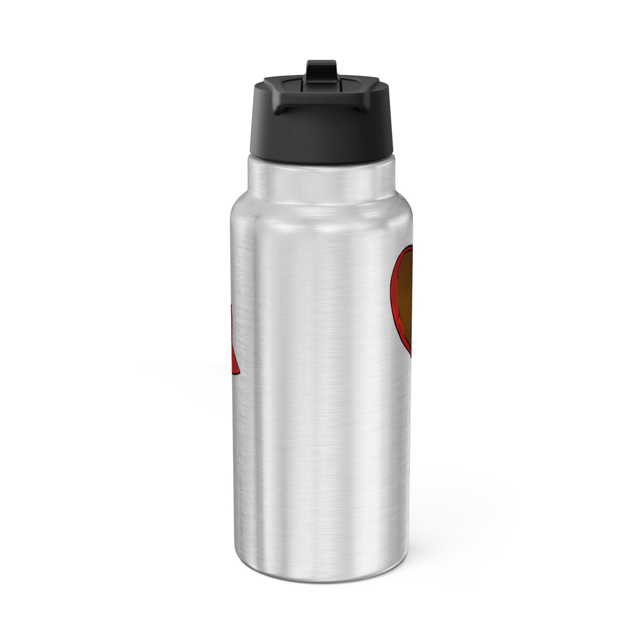 Pidgenna Gator Tumbler, 32oz, made of stainless steel with a black screw-on cap and a plastic straw, featuring customizable design options.