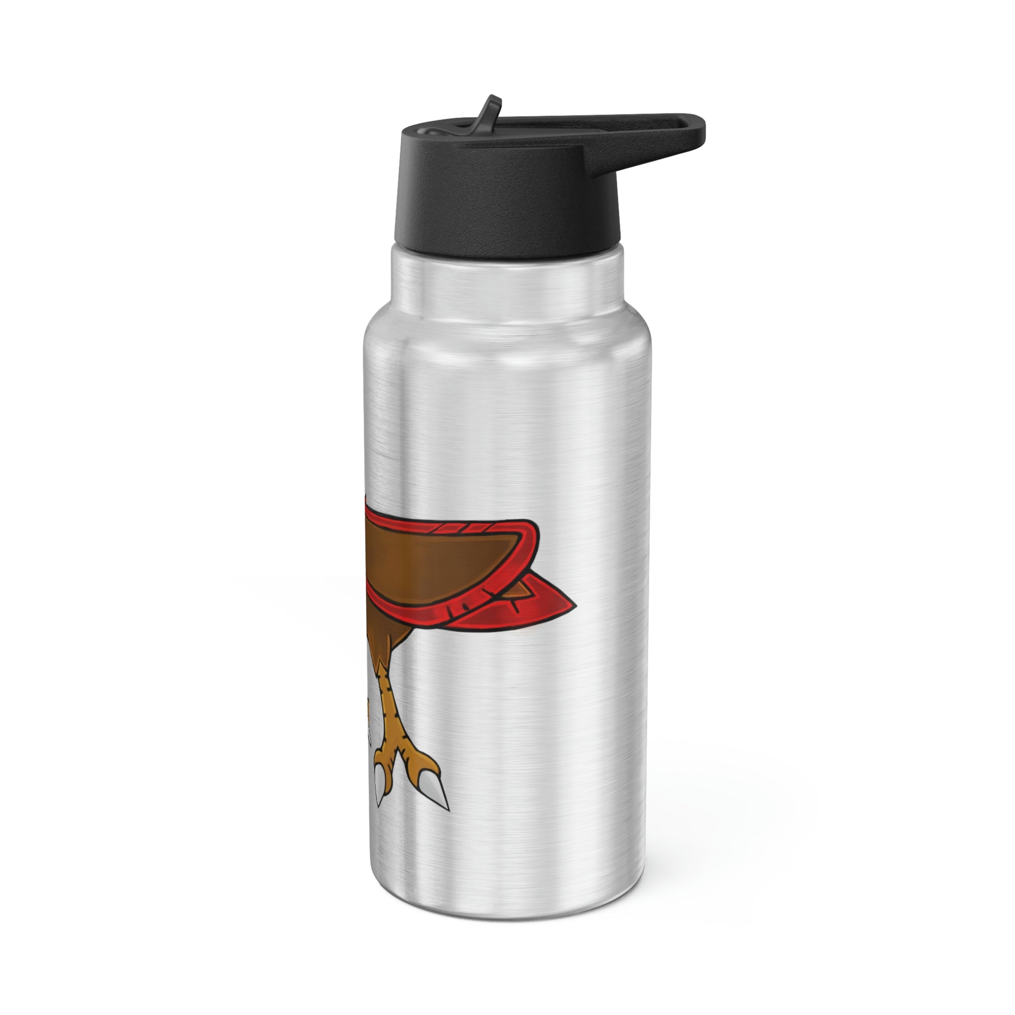 Pidgenna Gator Tumbler, 32oz, made of stainless steel with a black screw-on cap and a plastic straw, featuring customizable design options.