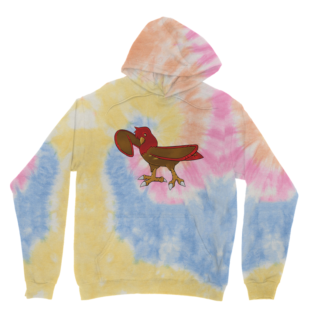 Pidgenna Tie Dye Hoodie showcasing unique tie dye patterns, drop shoulder style, and kangaroo pouch pocket.