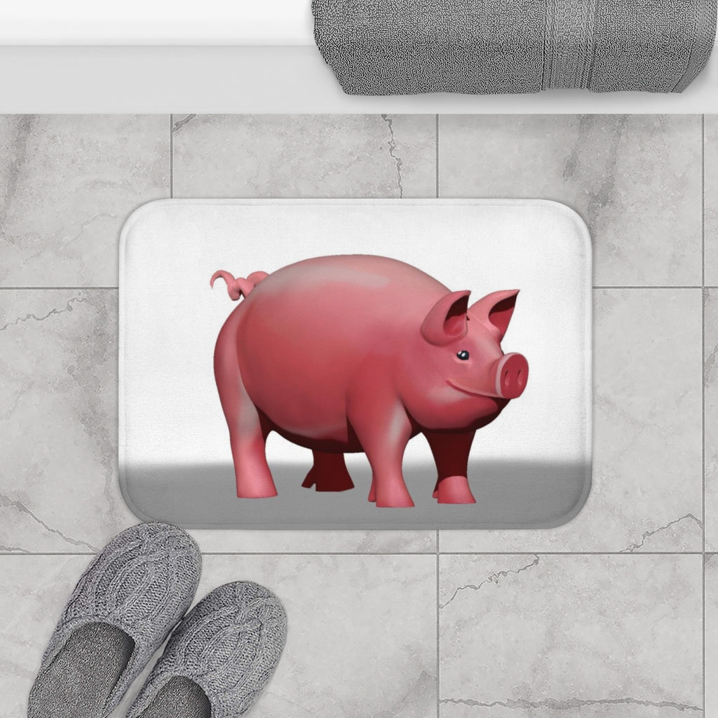 A cozy Pig Bath Mat featuring an adorable pig design with anti-slip backing, perfect for bathroom safety and style.