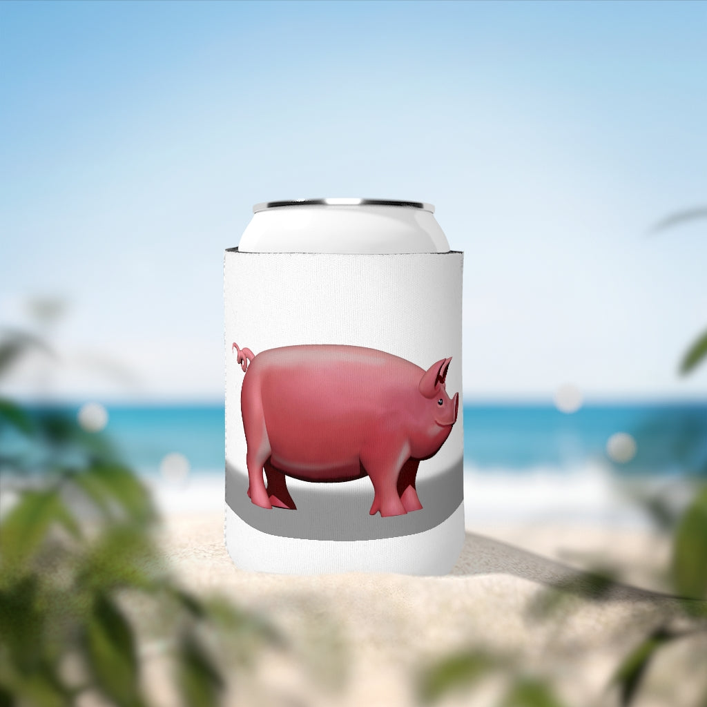 Pig Can Cooler Sleeve made of durable neoprene, designed to fit standard 12 oz cans, featuring a non-slip surface and customizable design.