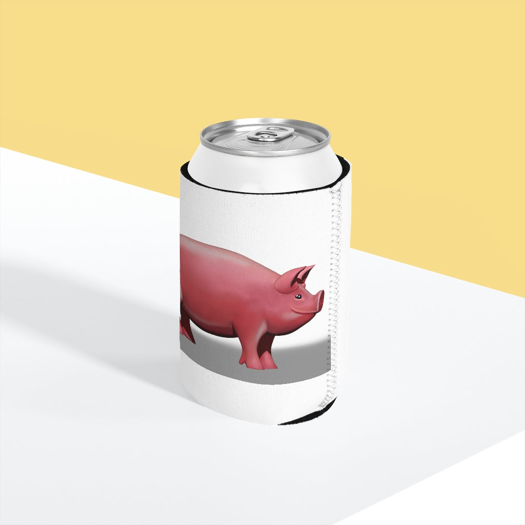 Pig Can Cooler Sleeve made of durable neoprene, designed to fit standard 12 oz cans, featuring a non-slip surface and customizable design.