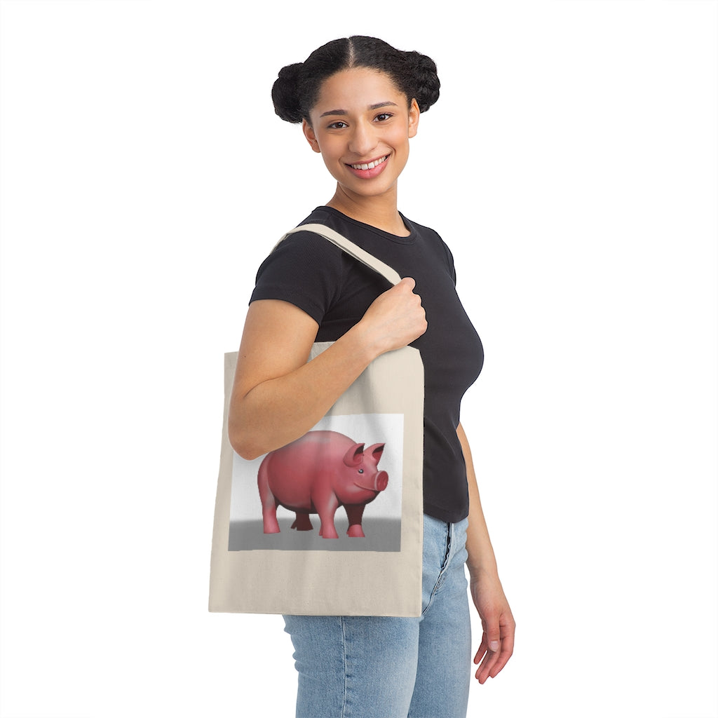 A stylish Pig Canvas Tote Bag made from 100% cotton sheeting, featuring reinforced handles and a spacious interior for everyday use.