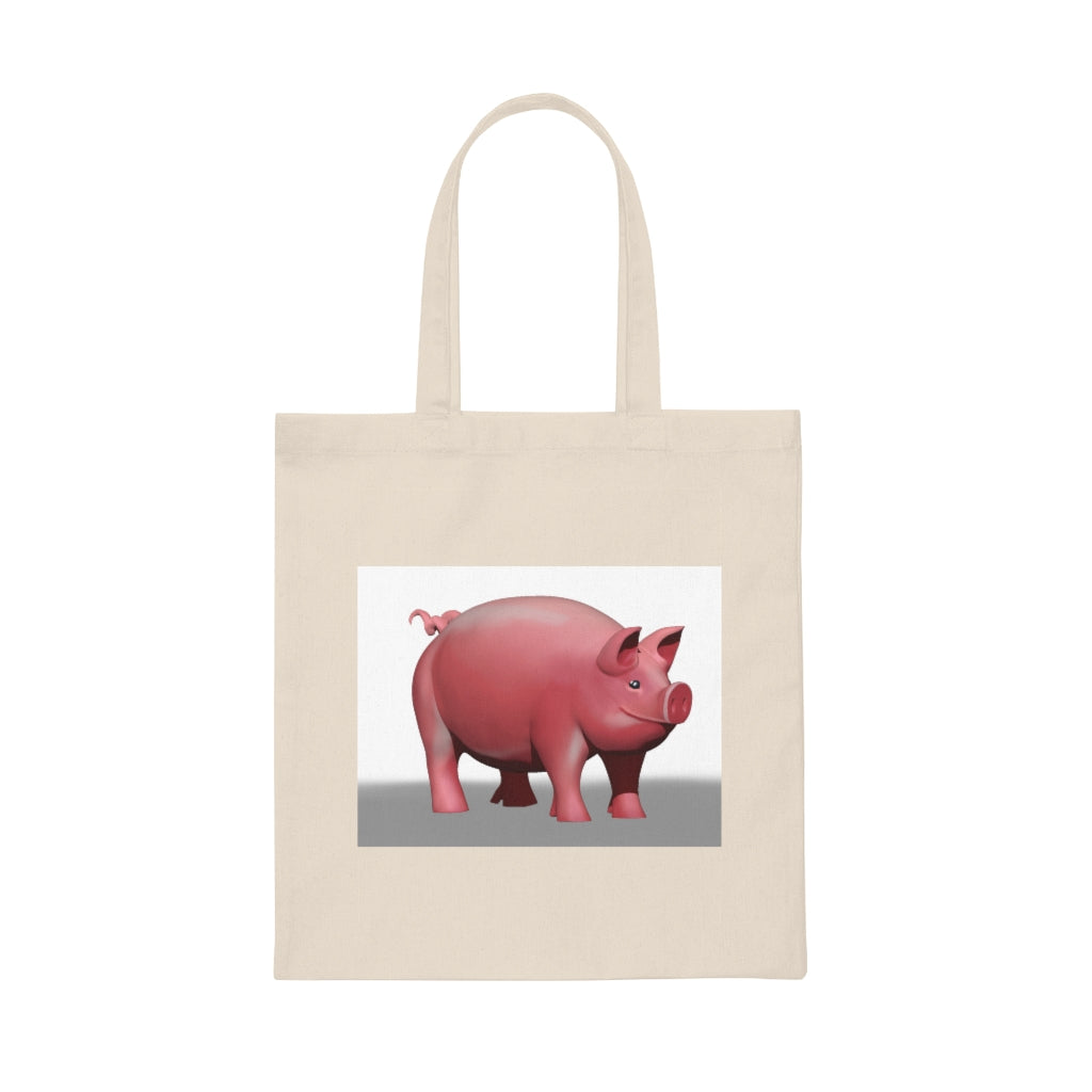 A stylish Pig Canvas Tote Bag made from 100% cotton sheeting, featuring reinforced handles and a spacious interior for everyday use.