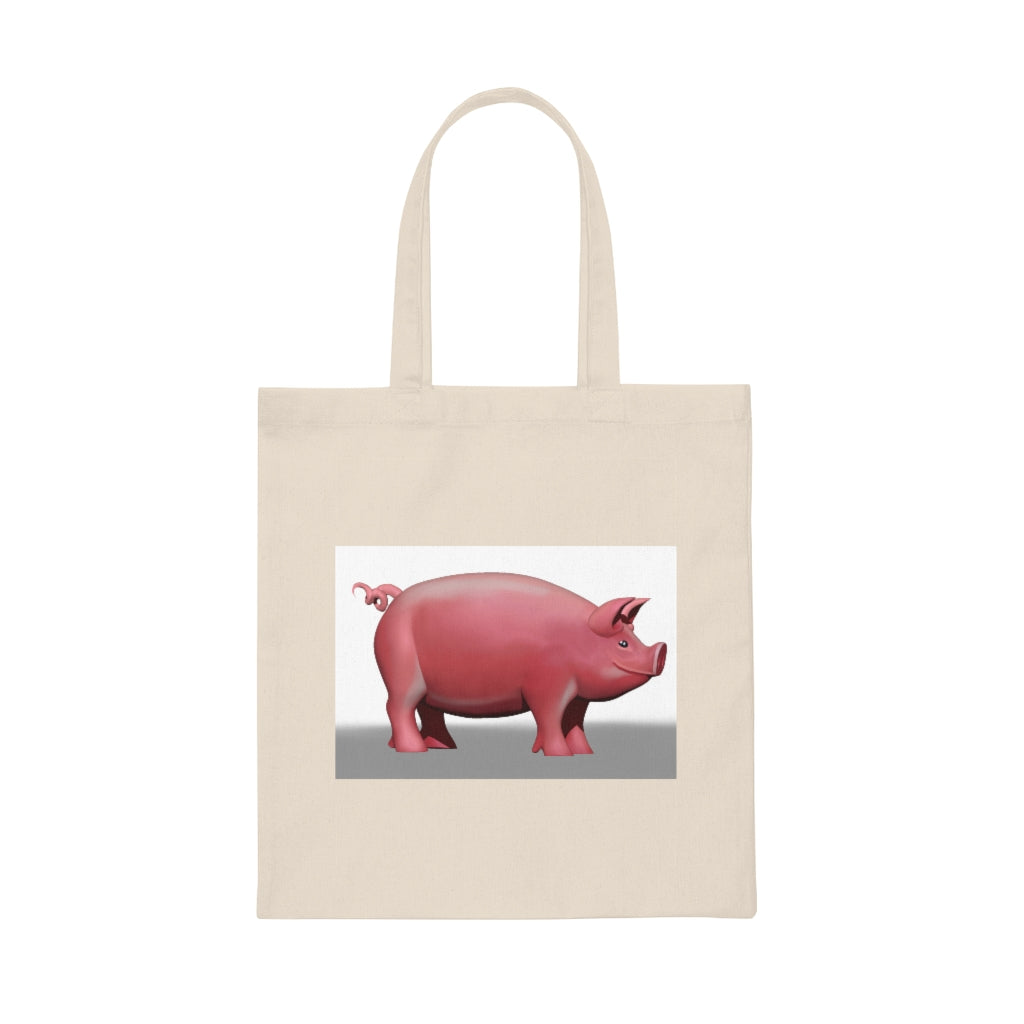 Pig Canvas Tote Bag made from 100% cotton sheeting, featuring reinforced handles and a spacious interior for everyday use.