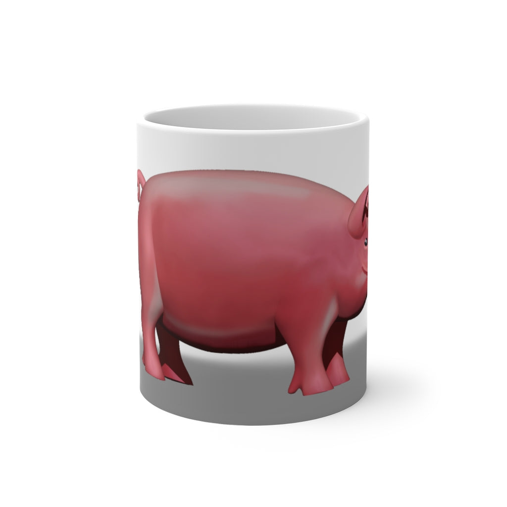 A whimsical pig color changing mug showcasing vibrant colors when filled with hot liquid, perfect for warm beverages.