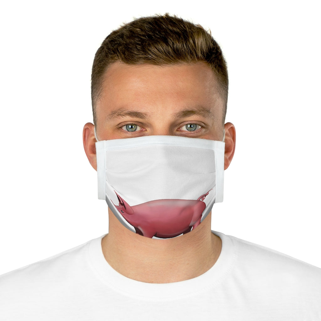 Pig Cotton Face Mask featuring a playful pig design, made from 100% cotton with adjustable earloops and nose wire.