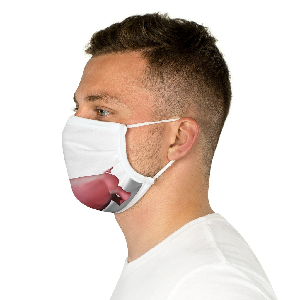 Pig Cotton Face Mask featuring a playful pig design, made from 100% cotton with adjustable earloops and nose wire.