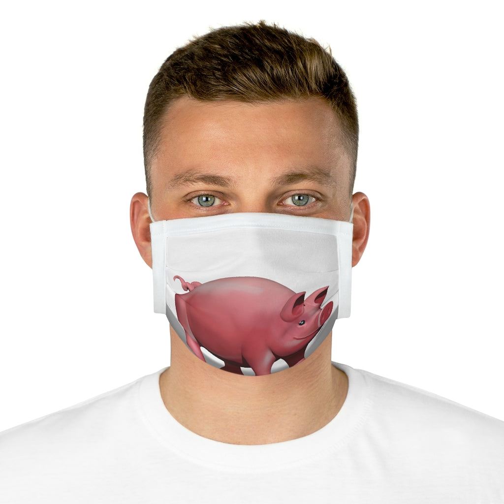 Pig Cotton Face Mask featuring a playful pig design, made from 100% cotton with adjustable earloops and nose wire.