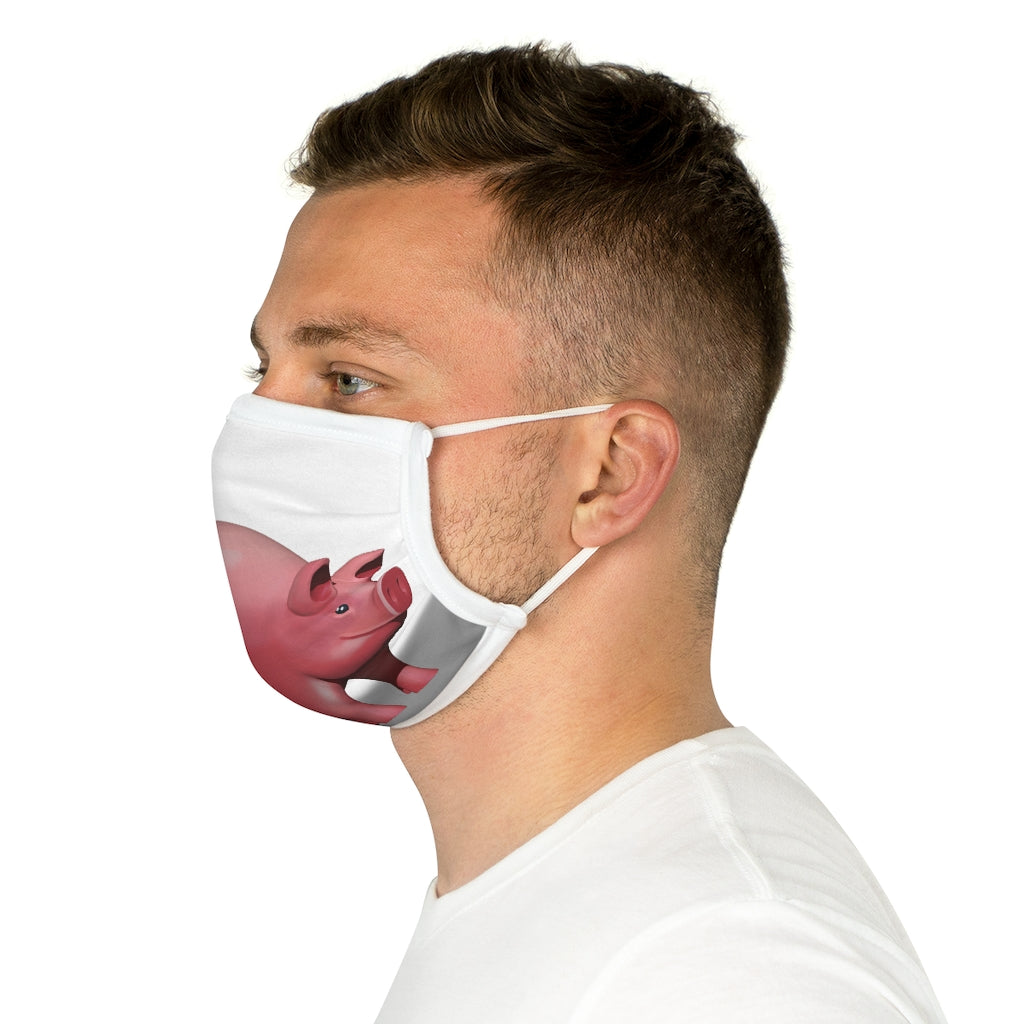 Pig Cotton Face Mask featuring a playful pig design, made from 100% cotton with adjustable earloops and nose wire.