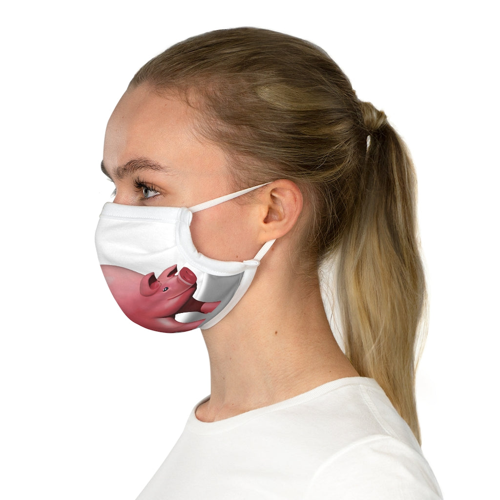 Pig Cotton Face Mask featuring a playful pig design, made from 100% cotton with adjustable earloops and nose wire.