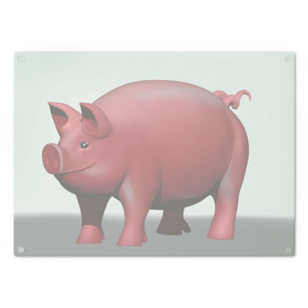 A stylish Pig Cutting Board made of tempered glass, featuring a charming pig design and rubber dots for stability.