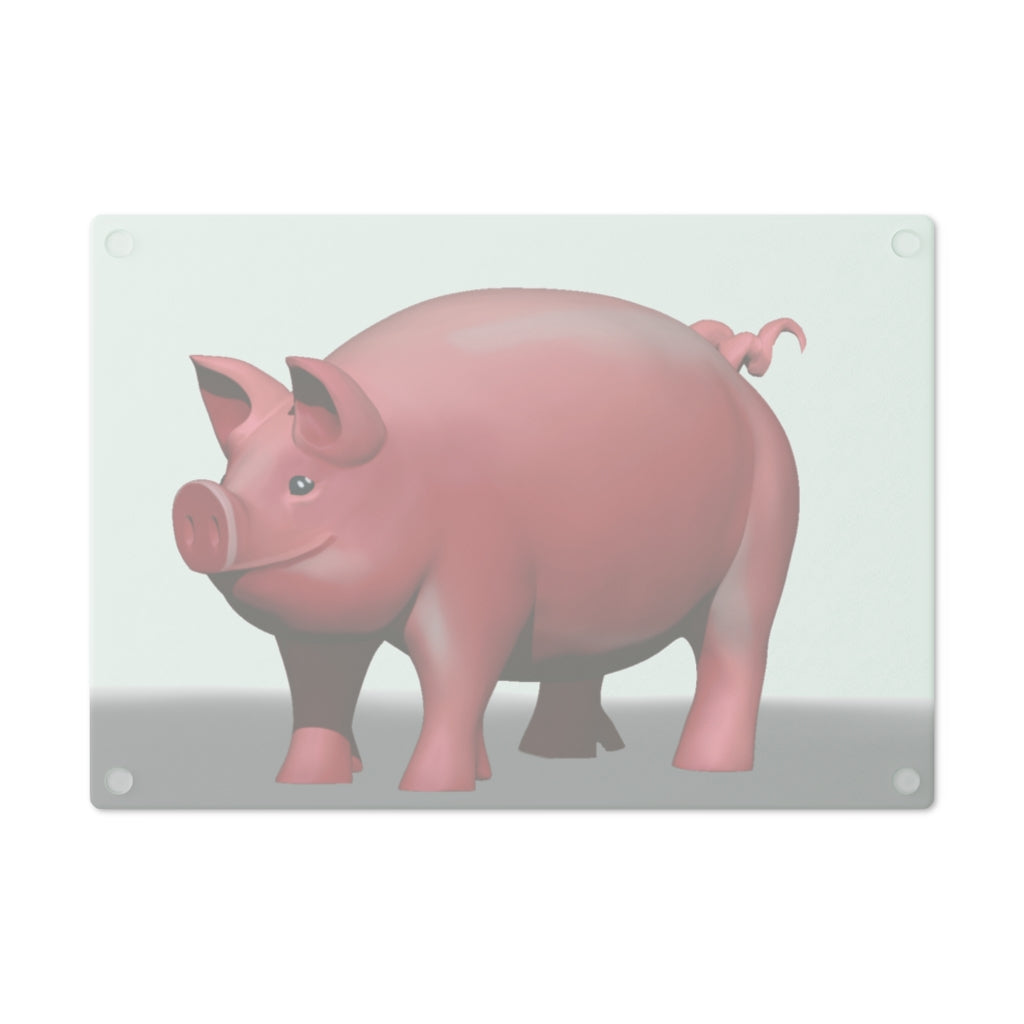 A stylish Pig Cutting Board made of tempered glass, featuring a charming pig design and rubber dots for stability.