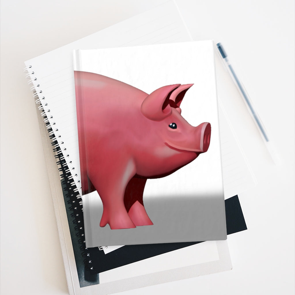 Pig Journal - Ruled Line with hardcover, featuring a vibrant wraparound print and 128 ruled pages.