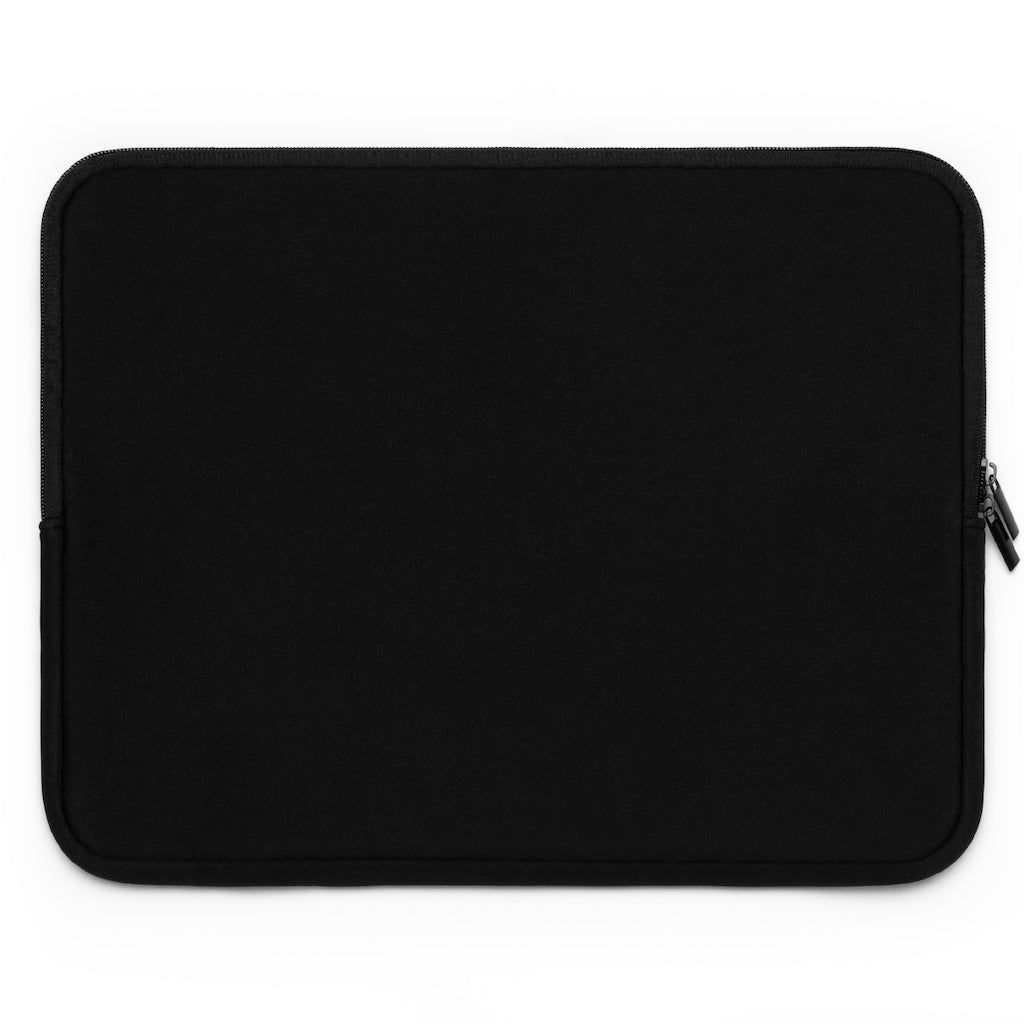 A stylish Pig Laptop Sleeve featuring a customizable front design and a black polyester back, ideal for protecting laptops during travel.