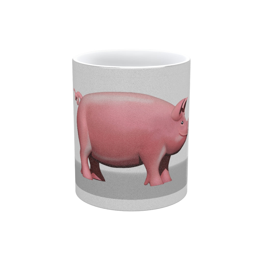 A stylish Pig Metallic Mug available in Gold and Silver, showcasing a customizable design with a comfortable C-handle.