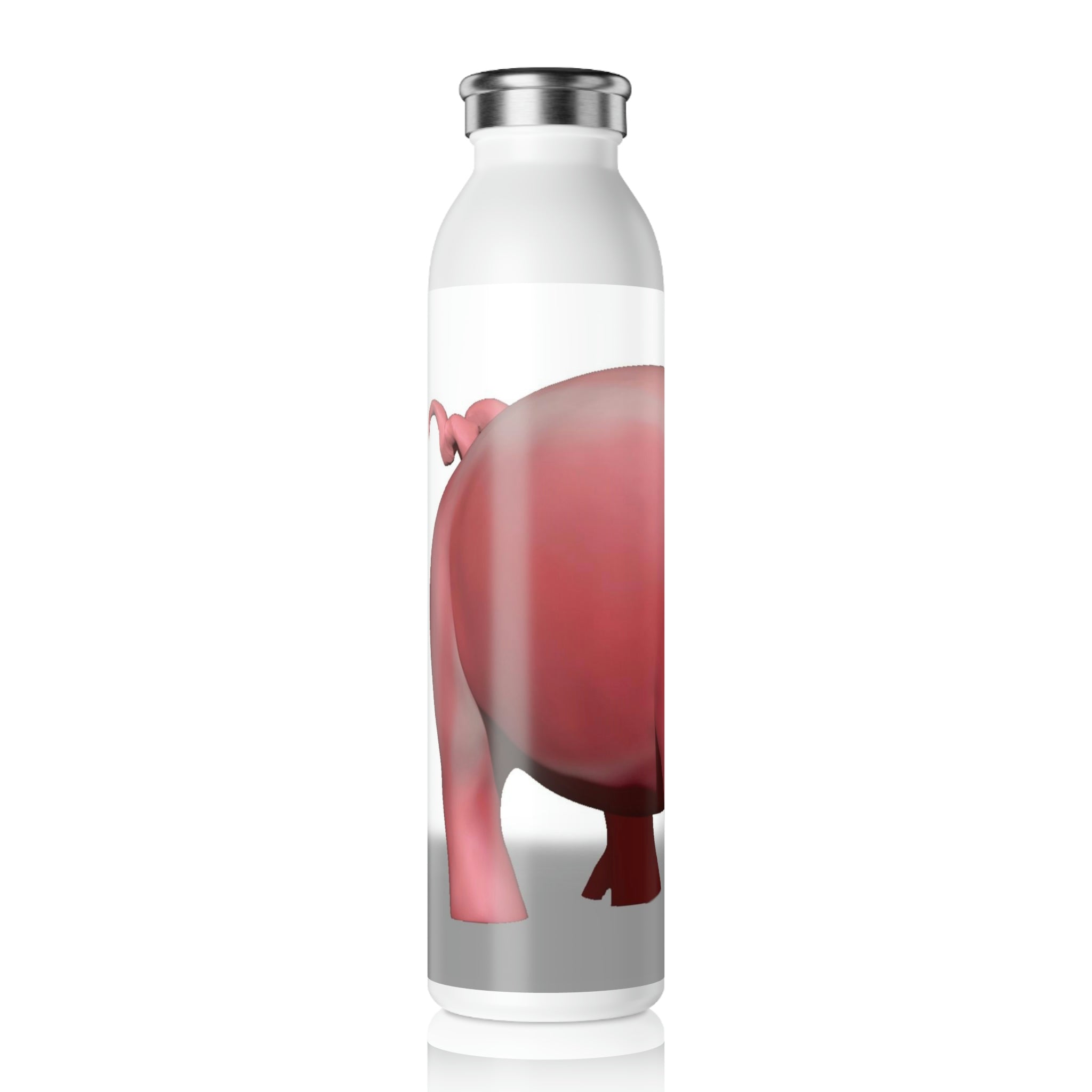 Pig Slim Water Bottle with matte finish and silver cap, showcasing personalized designs.